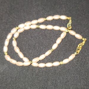 Pink and gold freshwater pearl bracelets
